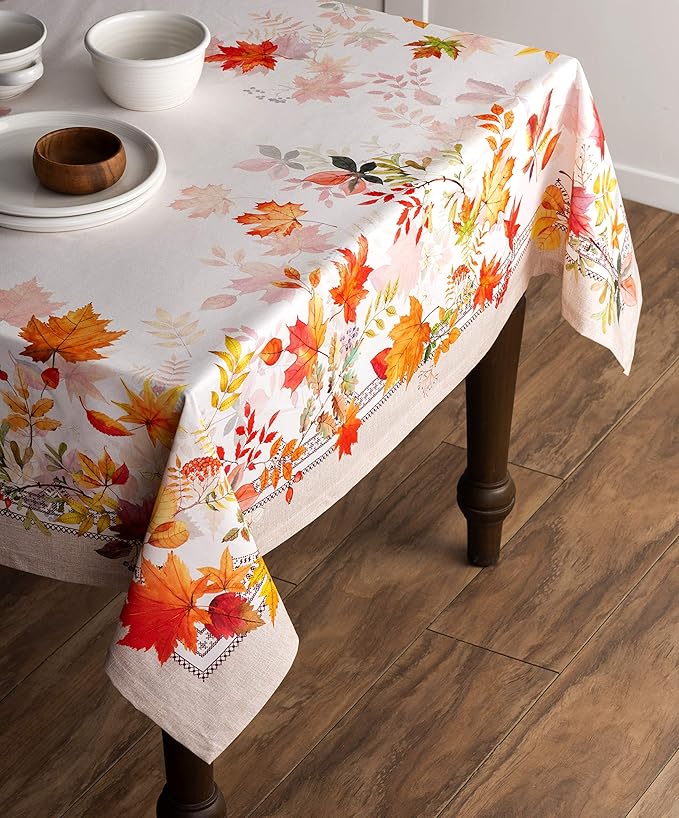 Maison d' Hermine Table Cloth Rectangle Table 100% Cotton 60 x 108 Inches Fall Tablecloth Reusable Everyday Use for Thanksgiving Christmas Decorations Dining Farmhouse Party (Amarante)
