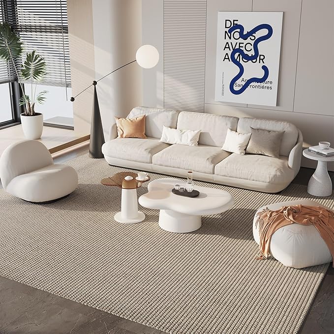 Nesting Coffee Table Set of 2, Cloud Shape Center & Small Tempered Glass Top Accent Side Table, Modern Home Decor Table Set for Living Room, Bedroom, Office