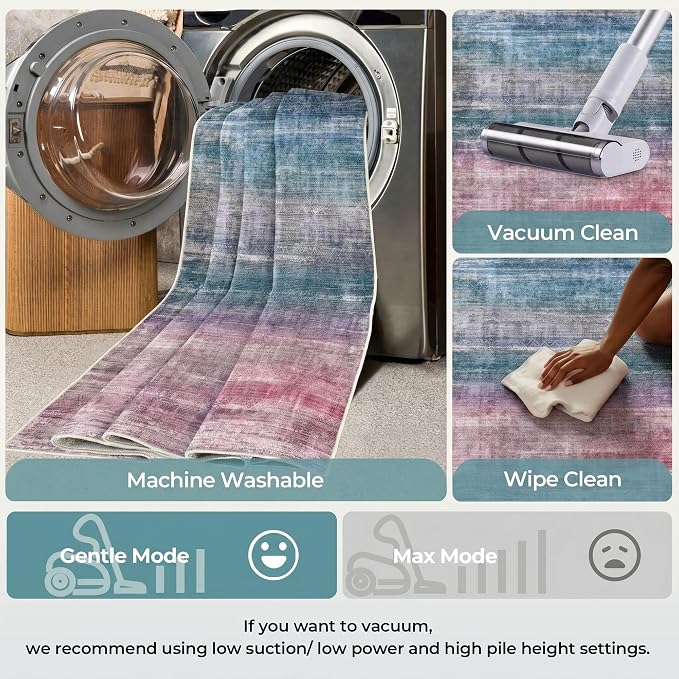Kokia Abstract Washable Area Rug Living Room Washable 4x6 Non-Slip Stain Resistant Colorful Living Room Rug Soft Indoor Vibrant Red Carpet for Bedroom Room Decor, Oslo Orchid