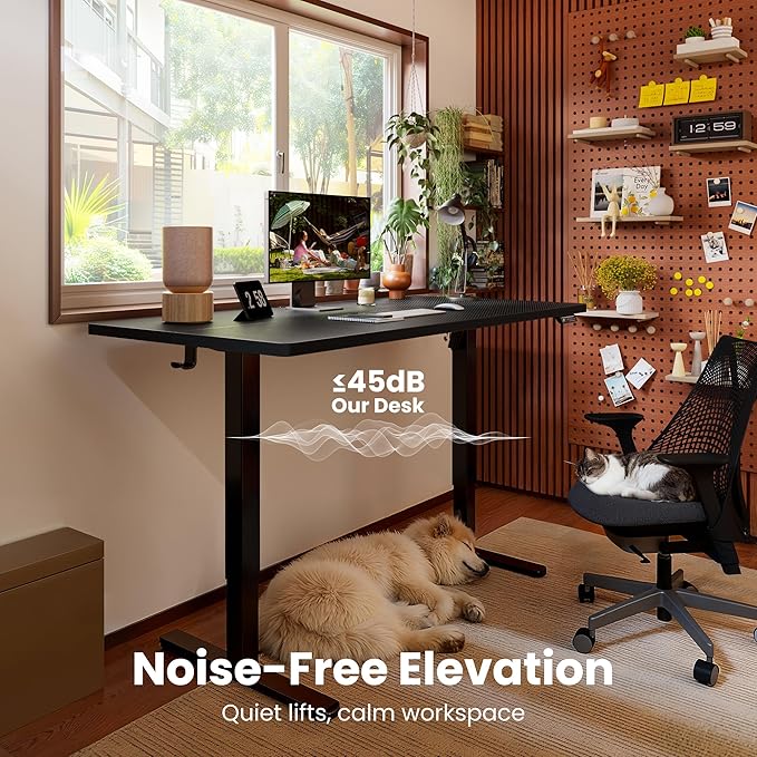 ErGear Height Adjustable Electric Standing Desk, 63 x 28 Inches Sit Stand up Desk, Memory Computer Home Office Desk with Two-Piece Desktop (Carbon Fiber Black)