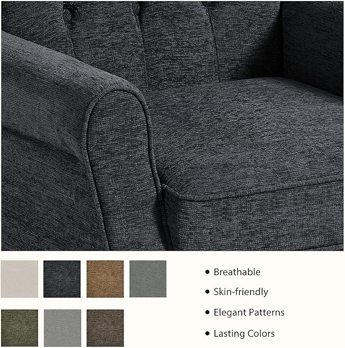 Lumibee High Back Accent Chair Set of 2,Upholstered Wingback Armchair with Solid Wood Legs for Small Spaces,Comfy Single Sofa Chair for Living Room,Bedroom,Office-Black Blue