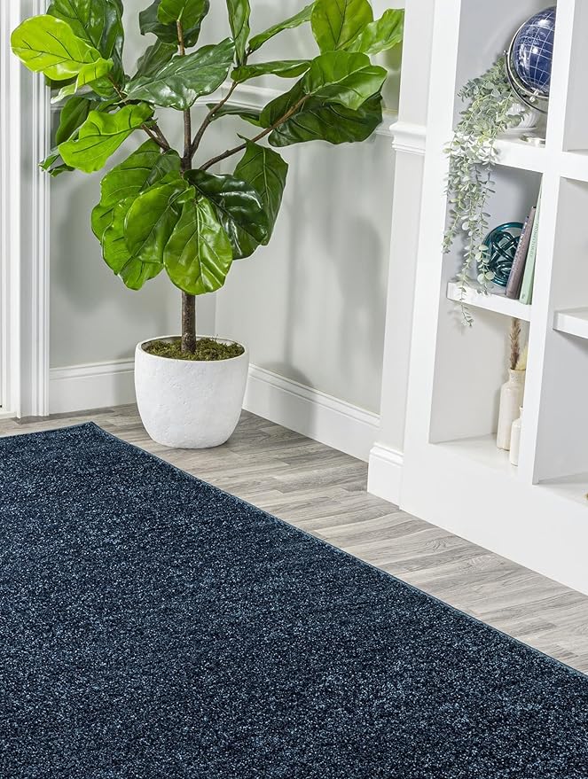 JONATHAN Y Haze Solid Low-Pile Navy Indoor Area Rug 5x8, Coastal,Bohemian,Minimalist,Classic, Easy-Cleaning for Living Room,Bedroom,Kitchen,Pet Friendly,Non-Shedding (SEU100C-5)