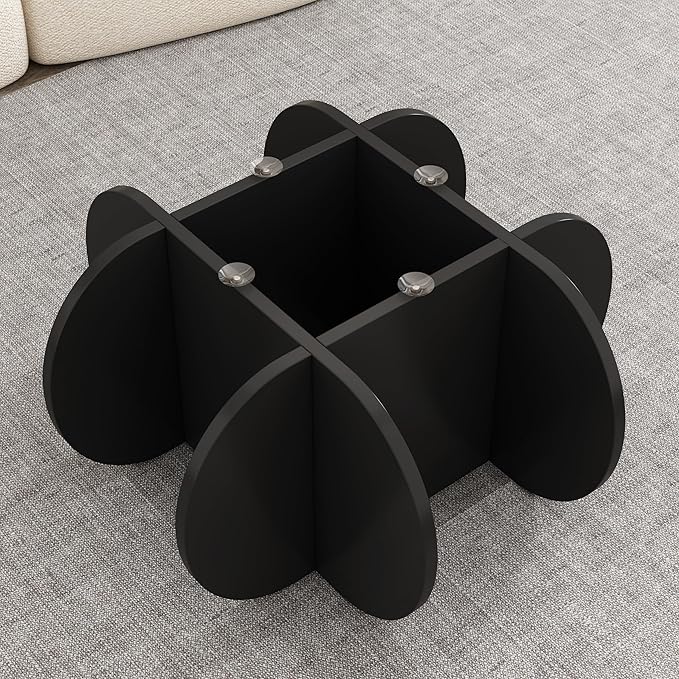 Round Coffee Table, Mid Century Modern Design, 31.5'' Modern Round Tempered Glass Coffee Tables for Living Room, Cocktail Table for Small Space Home Office. (Black + Brown)