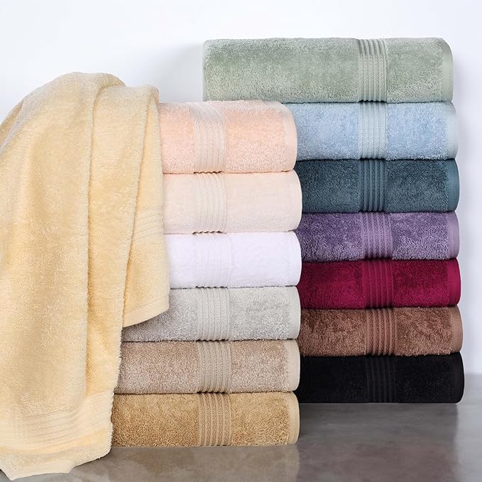 Superior Heritage Egyptian Cotton 6 Piece Towel Set, Heavyweight Towels for Bathroom, Guest Bath, Luxury Home Decor, Plush Absorbent Essentials, Includes 2 Bath, 2 Hand, 2 Face Towels, White