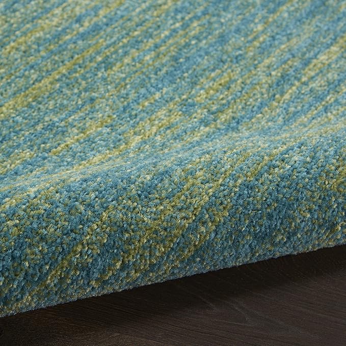 Nourison Home Nourison Essentials Blue Green 6' x Round Area Rug - Easy Clean, Non Shedding, Bed Room, Living Room, Dining Room, Kitchen (6' x Round)