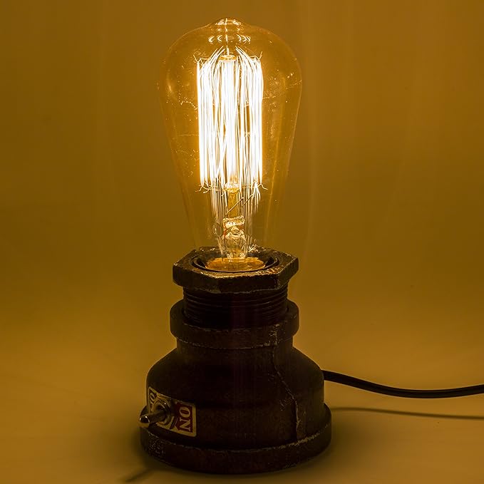Loft Style Lamp, Corporal Bronze Steampunk Industrial Vintage Style, Water Pipe Table Desk Light with Dimmer, Aged Rustic Metal (Bronze) Replace The Bulb with dimmable Bulbs only