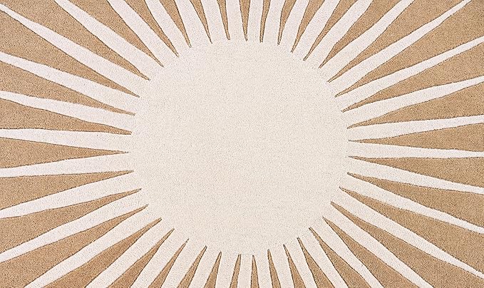 Modern Round Area Rug – Hand-Tufted with 100% NZ Wool, Thick & Soft Circular Carpet for Living Room, Bedroom & Dining Room Decor (Warm Natural, 4' Round)