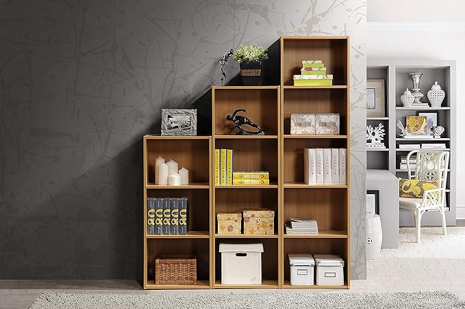 HODEDAH IMPORT 5 Shelve Bookcase cabinet, Beech