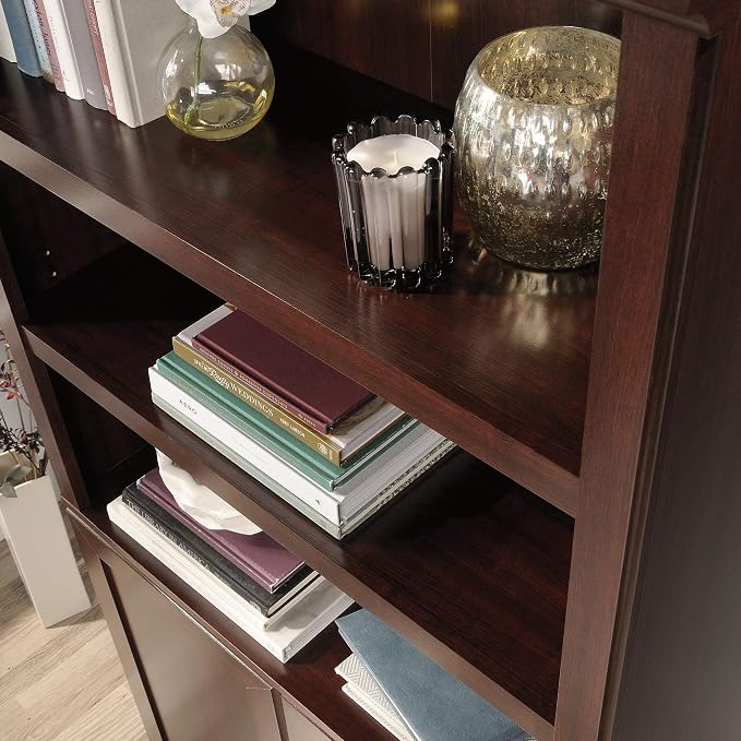 Sauder Miscellaneous Storage 5-Shelf/ Book Shelf 2-Door Bookcase, Select Cherry finish