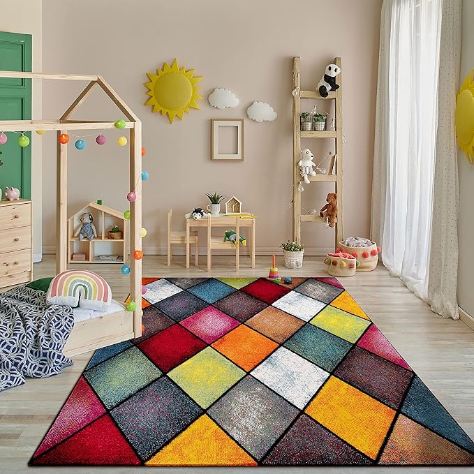 Paco Home Colorful Runner Rug with Geometric Diamonds in Multicolor, Size: 2'8" x 9'10"