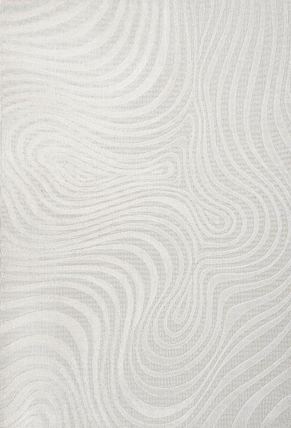 JONATHAN Y Maribo High-Low Abstract Striped Cream/Ivory 9x12 Indoor/Outdoor Area Rug, Pet Friendly, Non-Shedding, Stain Resistant, Easy-Cleaning for Backyard, Patio, Porch (SCN103A-9)