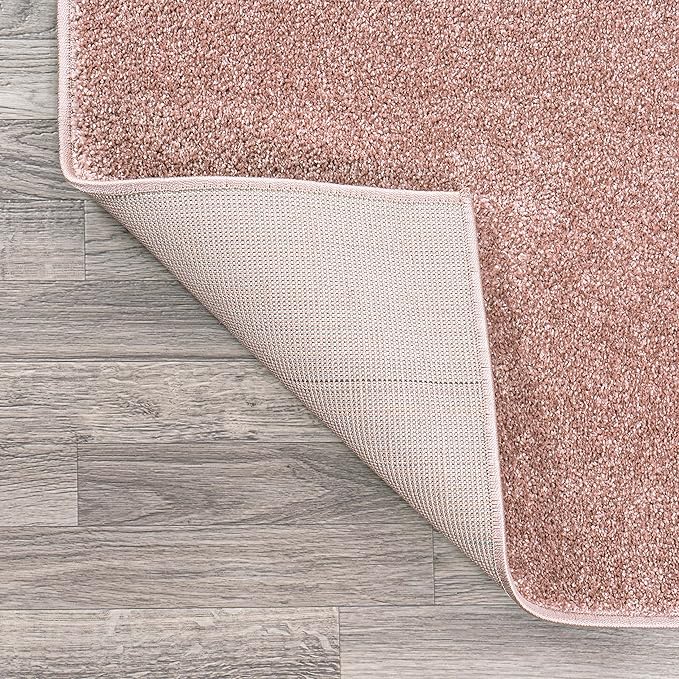 JONATHAN Y Haze Solid Low-Pile Pink 6x9 Oval Indoor Area Rug, Coastal,Bohemian,Minimalist,Classic, Easy-Cleaning for Living Room,Bedroom,Kitchen,Pet Friendly,Non-Shedding (SEU100P-6OV)