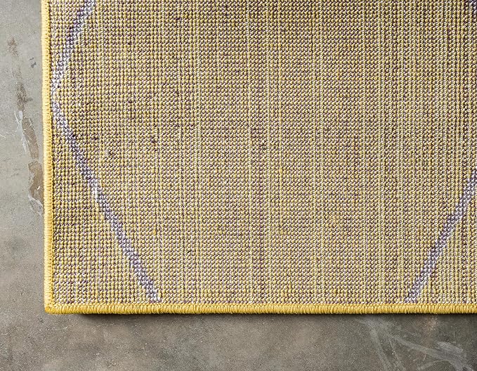 Unique Loom Trellis Frieze Collection Area Rug - Geometric (6' 1" x 9' Rectangle Yellow/Ivory)