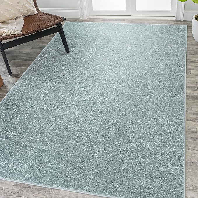 JONATHAN Y Haze Solid Low-Pile Aqua Blue Indoor Area Rug 12x15, Coastal,Bohemian,Minimalist,Classic, Easy-Cleaning for Living Room,Bedroom,Kitchen,Pet Friendly,Non-Shedding (SEU100S-15)