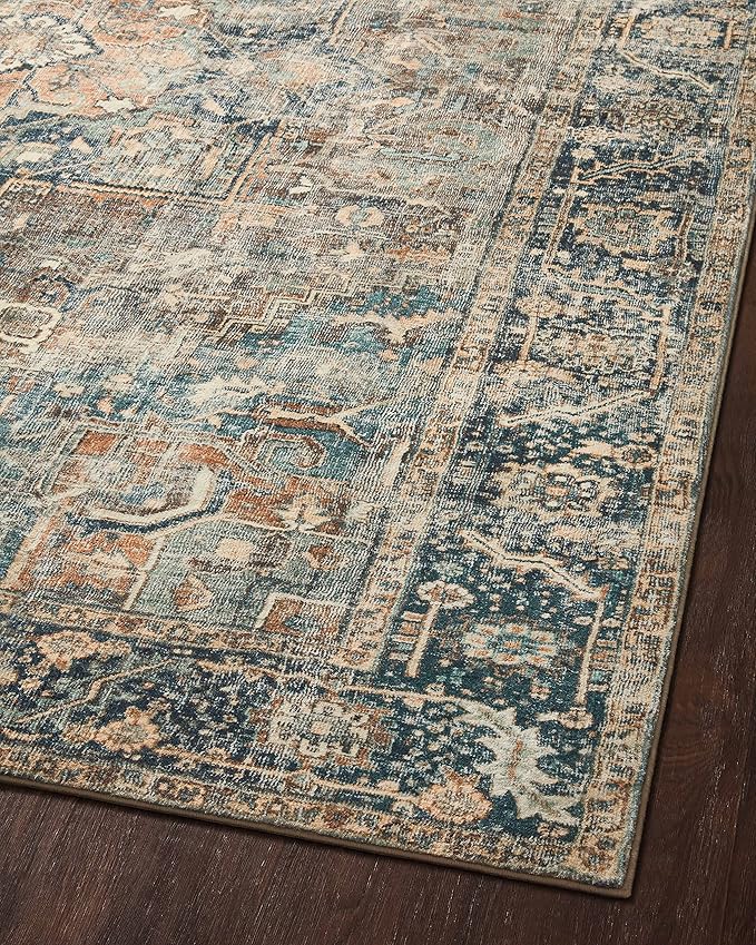 Loloi Margot Collection MAT-02 Terracotta/Lagoon 3'-6" x 5'-6" Accent Rug feat. CloudPile, No-Shed Easy Clean Large Patterned Area Rug for Living Room, Bedroom, Dining Area