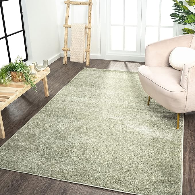 JONATHAN Y Haze Solid Low-Pile Green Indoor Area Rug 9x12, Coastal,Bohemian,Minimalist,Classic, Easy-Cleaning for Living Room,Bedroom,Kitchen,Pet Friendly,Non-Shedding (SEU100O-9)