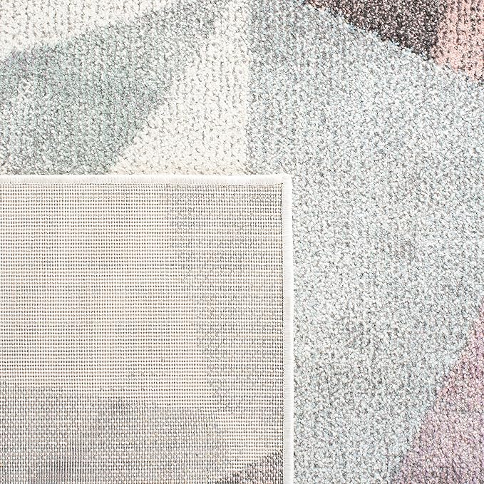SAFAVIEH Porcello Collection Area Rug - 6'7" Square, Ivory & Pink, Modern Abstract Design, Non-Shedding & Easy Care, Ideal for High Traffic Areas in Living Room, Bedroom (PRL6940A)