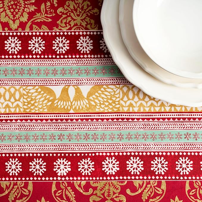 Maison d' Hermine Table Cloth Square Table 100% Cotton 60 x 60 Inches Fall Tablecloth Reusable Everyday Use for Thanksgiving Christmas Decorations Dining Farmhouse Party (Sofia)