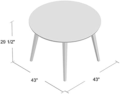 Pemberly Row Round Walnut Dining Kitchen Table, Mid Century Modern Charlotte Wood Top Table with Wood Legs 43" for Kitchen Dining Room Office Conference 2 to 5 People
