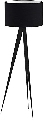 Versanora Romanza Modern LED Tripod Floor Lamp Tall Standing Light with Drum Shade Metal Legs for Living Room Study Reading Bedroom Home Office, 60 inch Height, Matte Black