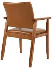 NOBPEINT Mid-Century Dining Side Chair with Faux Leather Seat in Brown, Arm Chair in Walnut, Set of 2