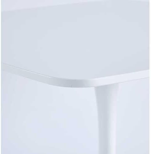 23.62 inches Square Dining Table for 2, Special Kitchen Table with Tulip Shape & Metal Pedestal Base, Mid Century Modern Bistro White Tulip Table for Kitchen, Small Space, Cafe