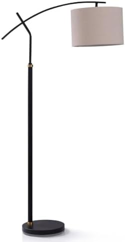 Dudley Black and Brass Metal Adjustable Arch Floor Lamp