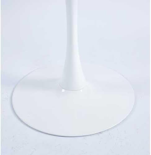 23.62 inches Square Dining Table for 2, Special Kitchen Table with Tulip Shape & Metal Pedestal Base, Mid Century Modern Bistro White Tulip Table for Kitchen, Small Space, Cafe