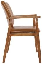 NOBPEINT Mid-Century Dining Side Chair with Faux Leather Seat in Brown, Arm Chair in Walnut, Set of 2