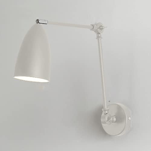Retro Swing Arm Wall Lamp, Adjustable Bedside Reading Light, E27 Lighting Fixture, Retractable Wall Sconce, Antique Metal Wall Lamps for Bedroom, Living Room, Study Room