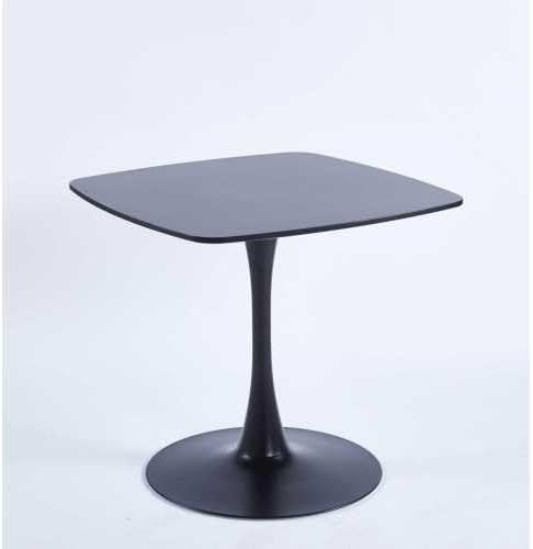 23.62 inches Square Dining Table for 2, Special Kitchen Table with Tulip Shape & Metal Pedestal Base, Mid Century Modern Bistro Black Tulip Table for Kitchen, Small Space, Cafe