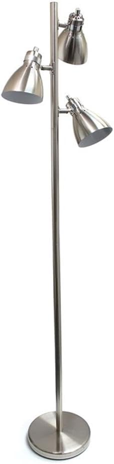 Simple Designs LF2007-BSN Metal 3 Light Tree Floor Lamp, Brushed Nickel