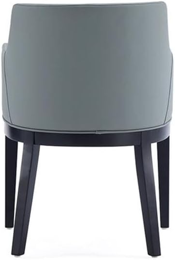 Manhattan Comfort Gansevoort Modern Faux Leather Dining Chair with Arms, Leatherette Upholstery on Solid Beech Wood Frame, Accent Furniture for Kitchen Table or Office, Set of 1, Pewter
