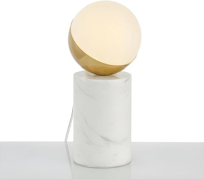 Luminara Glass & Marble Globe Table Lamp | Modern Lighting for Bedroom, Living Room, Office