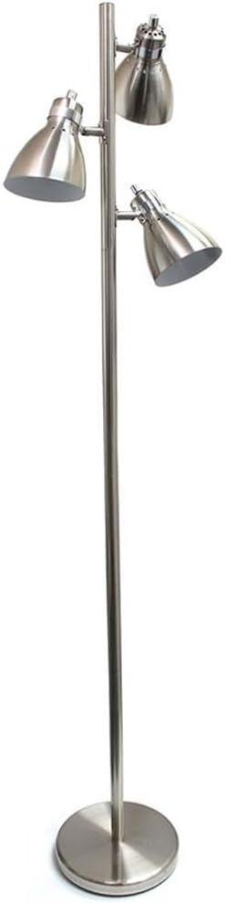 Simple Designs LF2007-BSN Metal 3 Light Tree Floor Lamp, Brushed Nickel