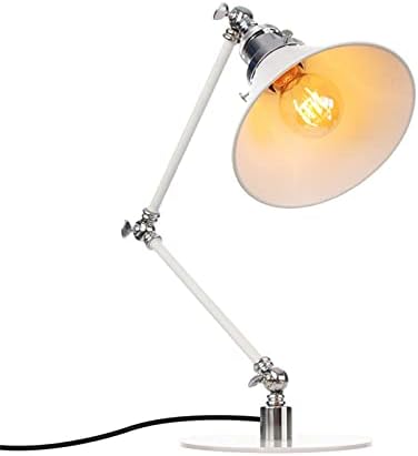 Vintage Industrial Metal Desk Lamp with Adjustable Swing Arm - Retro Black & Gold Task Lighting for Bedroom, Cafe, Reading, Nightstand, and Workstation