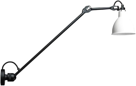 Adjustable Swing Arm Sconce Light Retro Metal Lamp Vintage Industrial Lantern for Kitchen, Living Room, Bedroom,White-Long arm