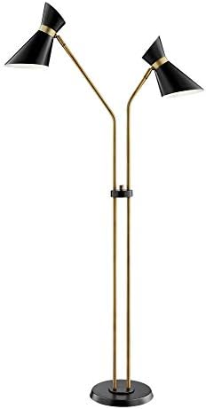Lite Source Jared 60" Black and Antique Brass 2-Arm Floor Lamp