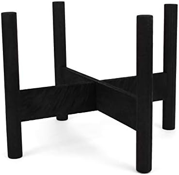 Rutledge & King Mid Century Plant Stand - Modern Plant Stand - Indoor Plant Stand - Wooden Plant Stand - Plant Holder (Large, Aberdeen/Black)