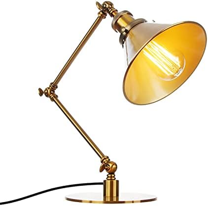 Vintage Industrial Metal Desk Lamp with Adjustable Swing Arm - Retro Black and Gold Task Light for Bedroom, Cafe, Reading and Nightstand Use