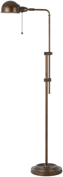 HomeStock 16" x 10" x 15.8" Bronze Pharmacy Table Lamp with Adjustable Head Pull Chain Switch and Tubular Frame for Classic Focused Task Lighting