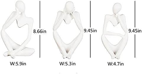 Asng Resin Thinker Style Abstract Sculpture Statue Collectible Figurines Home Office Bookshelf Desktop Decor (White,Left, Large)