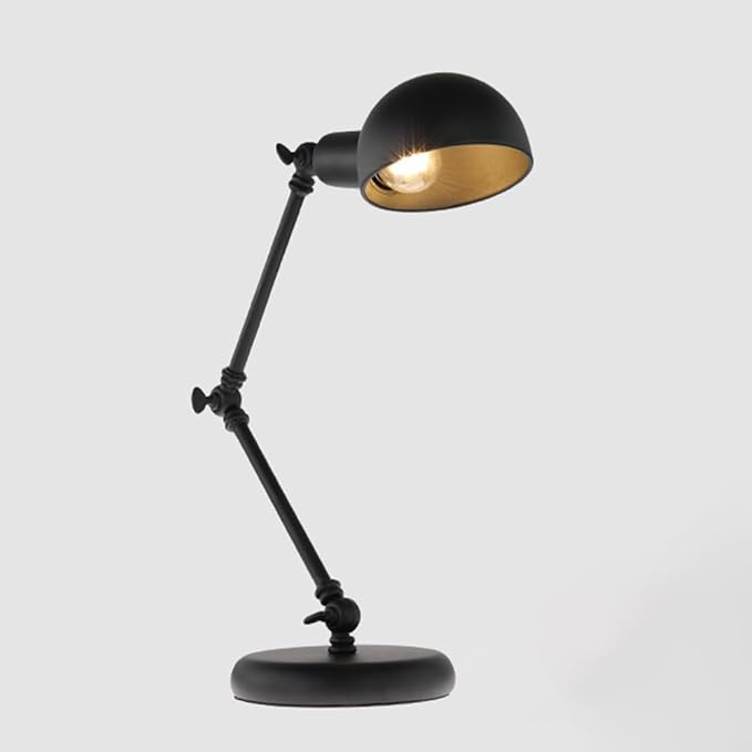 Shower Head Black Desk Lamp Retro Reading Adjustable Gooseneck Architect Table Lamp, Swing Arm Lights Bedside Night Stand Lamps for Bedroom End Study Room Office