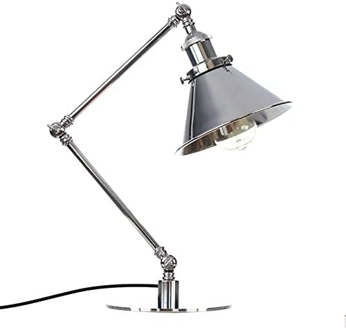 Vintage Industrial Metal Desk Lamp with Adjustable Swing Arm - Retro Black and Gold Task Lighting for Bedroom, Cafe, Nightstand, and Reading