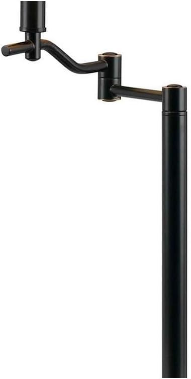 HomeStock Timeless Trends 28.5 Inch Way Metal Body Table Lamp with Swing Arm and Conical Fabric Shade in Black, 19L x 14.5W x 28.5H inches