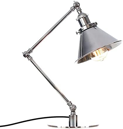 Vintage Industrial Metal Desk Lamp with Adjustable Swing Arm - Retro Black and Gold Task Lighting for Bedroom, Cafe, Nightstand, and Reading