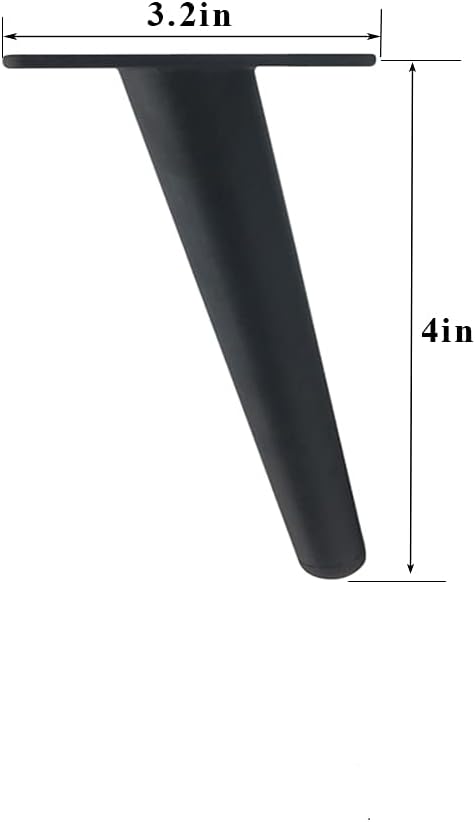 Oblique Furniture Leg 4 Inch, Slant Tapered Metal Coffee Table Legs 4pcs, Mid Century Modern Sofa Cabinet Feet Black for Home DIY Project