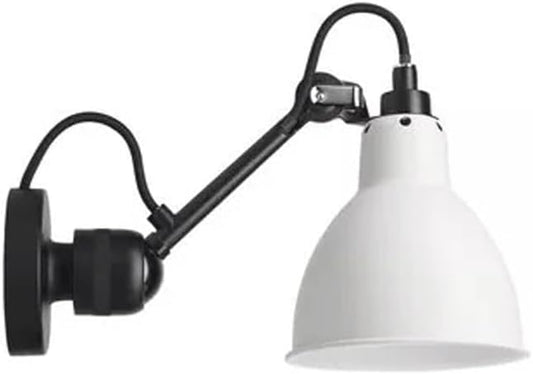 Adjustable Swing Arm Sconce Light Retro Metal Lamp Vintage Industrial Lantern for Kitchen, Living Room, Bedroom,White-Short arm