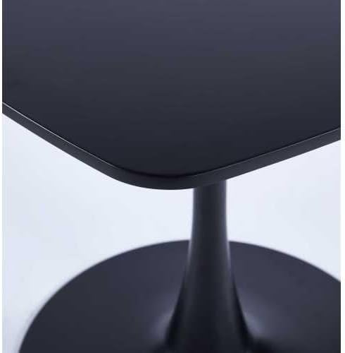 23.62 inches Square Dining Table for 2, Special Kitchen Table with Tulip Shape & Metal Pedestal Base, Mid Century Modern Bistro Black Tulip Table for Kitchen, Small Space, Cafe