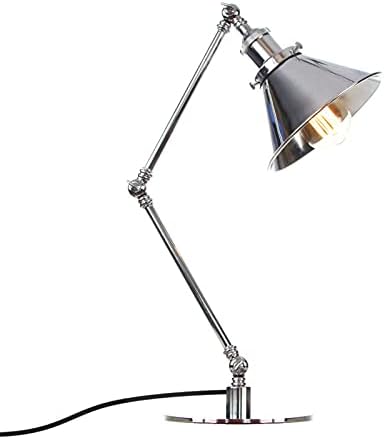 Vintage Industrial Metal Desk Lamp with Adjustable Swing Arm - Retro Black and Gold Task Lighting for Bedroom, Cafe, Nightstand, and Reading